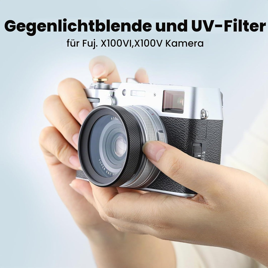 Haoge LUV-X54B Metall Gegenlichtblende Sonnenblende mit MC UV Filter Ultraviolett Schutzfilter für F