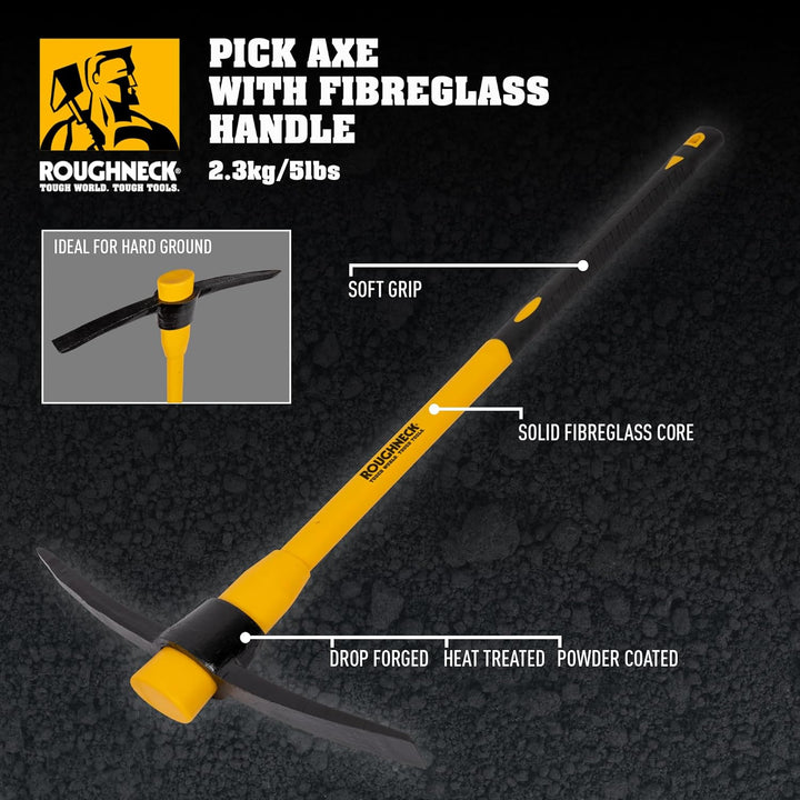 Roughneck ROU64352 Pick Axe With Fibreglass Handle 5lbs/2.27kg Modern, Modern