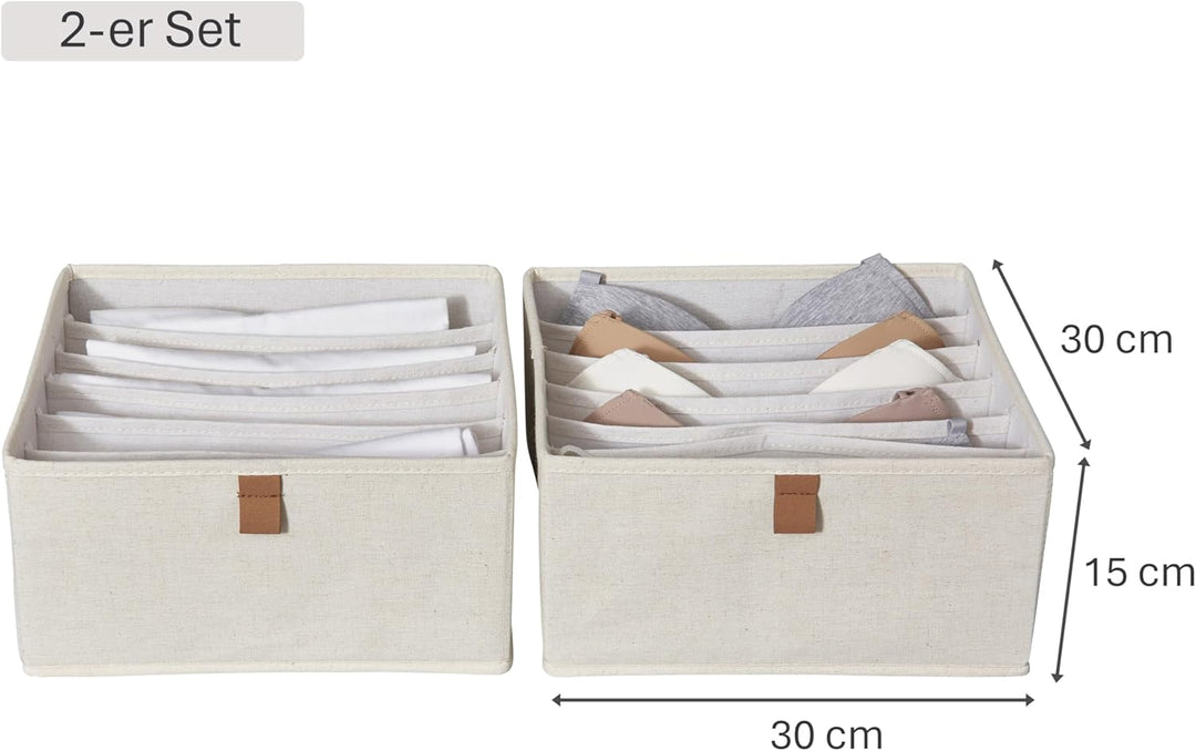LOVE IT STORE IT Premium Schubladenbox 2-teilig - Kleiderschrank Organizer aus Stoff - Verstärkt mit