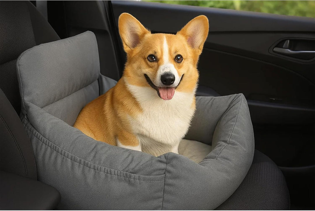 CALIYO Hundeautositz mit Stabiler Basis & Sicherheitsgurt | Hundesitz Auto für Kleine bis 10 kg | Me