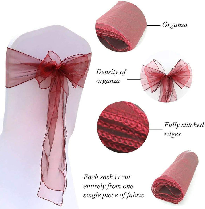 TINWARM 50 Stück Bänder aus Organza, Stuhlhusse, Schleifbänder, Hochzeitsschleifen, Dekoration für Z