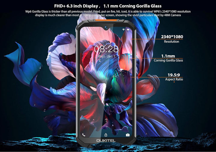 OUKITEL WP6 (2020), IP68 Outdoor Smartphone Ohne Vertrag, 10000 mAh Akku (18 W Schnellladung), 48 MP