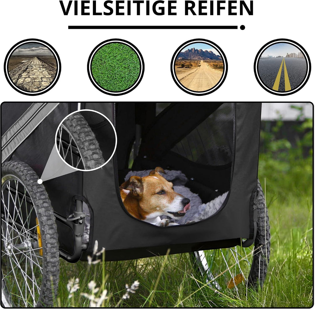 Hundeanhänger Boxer 2-in-1,Hundefahrradanhänger &amp; Hundebuggy, gross &amp; faltbar, federndes Fahrwer, bi