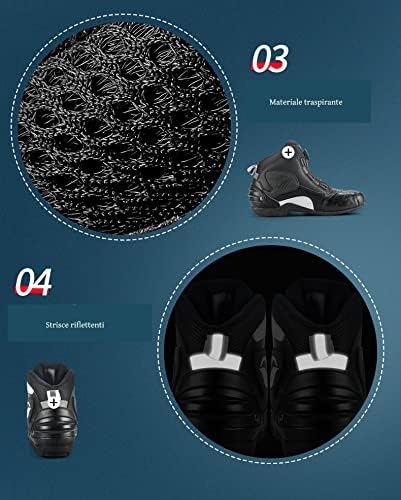 Msport Motorradstiefel für Motorradfahrer, rutschfest, atmungsaktiv 41 EU Schwarz, 41 EU Schwarz