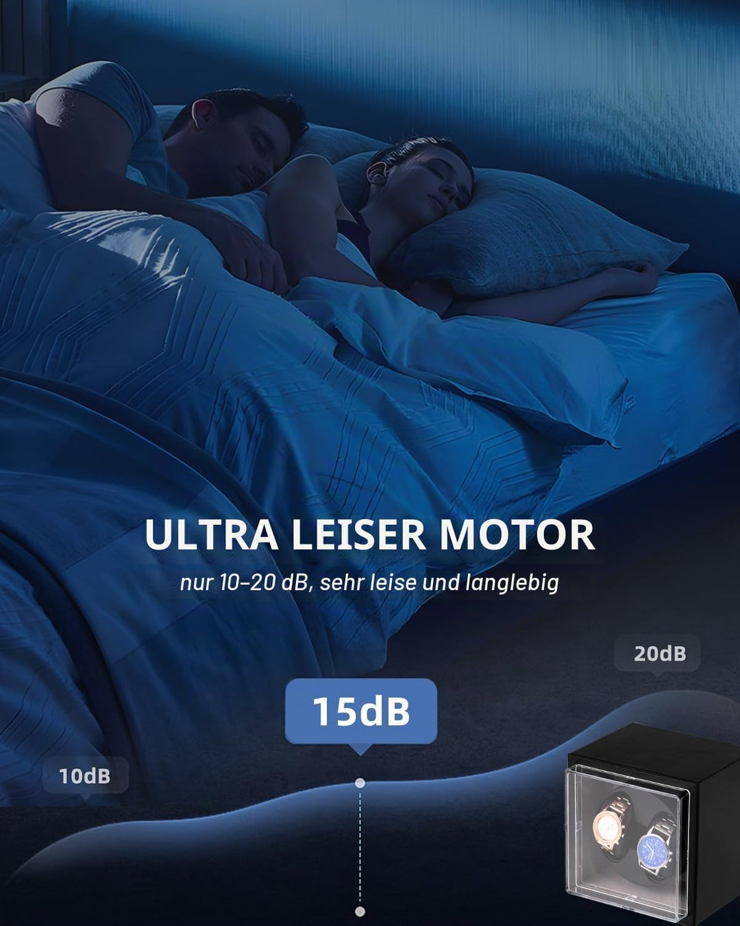 Mxmoonant Automatische Uhrenbeweger für 2 Uhren, 5 Rotationsmodi mit leisem Motor, AC-Adapter &amp; Batt