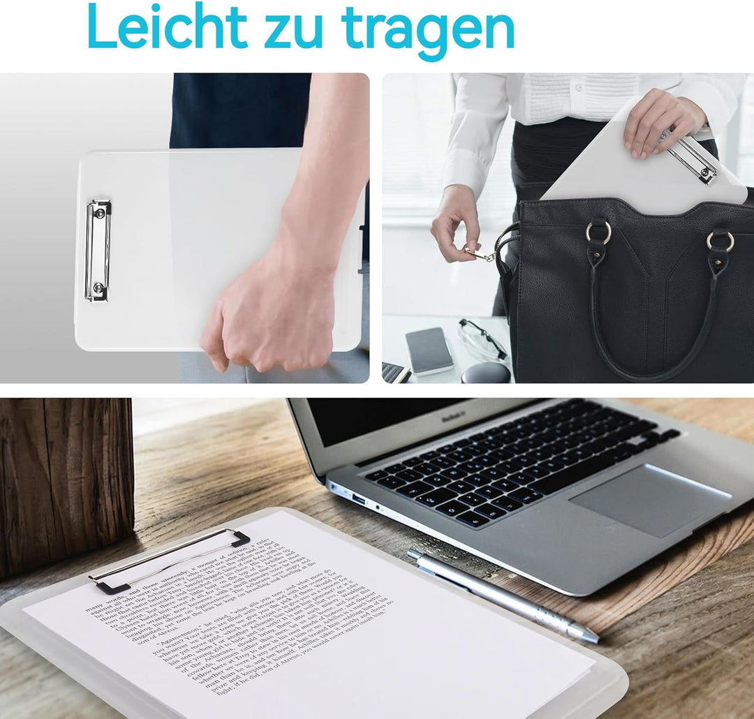 6Stück Klemmbrett mit Lagerung,Klemmbrett A4 mit Deckel,Schreibbrett mit Aufbewahrung,Tragbares Kuns
