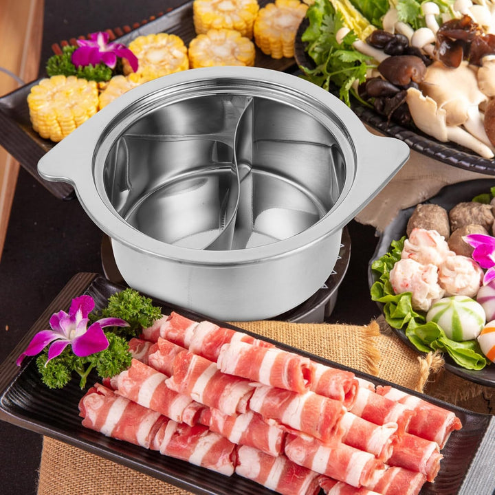 Edelstahl Hot Pot mit Zwei Kammern Kleiner Vielseitiger Suppentopf für Restaurant und Haushalt Schne