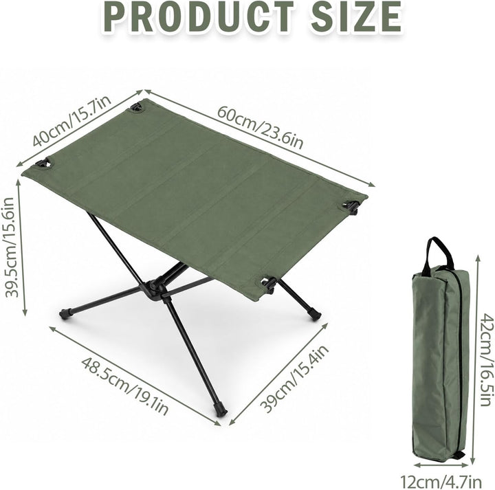 Campingtisch klappbar 60 x 40 cm, Faltbarer Outdoor Tisch aus Aluminium, Leichter tragbarer Camping