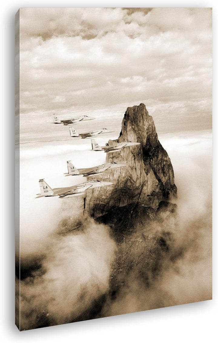 deyoli gewaltige Kampfjets im Einsatz Format: 80x60 Effekt: Sepia als Leinwandbild, Motiv fertig ger