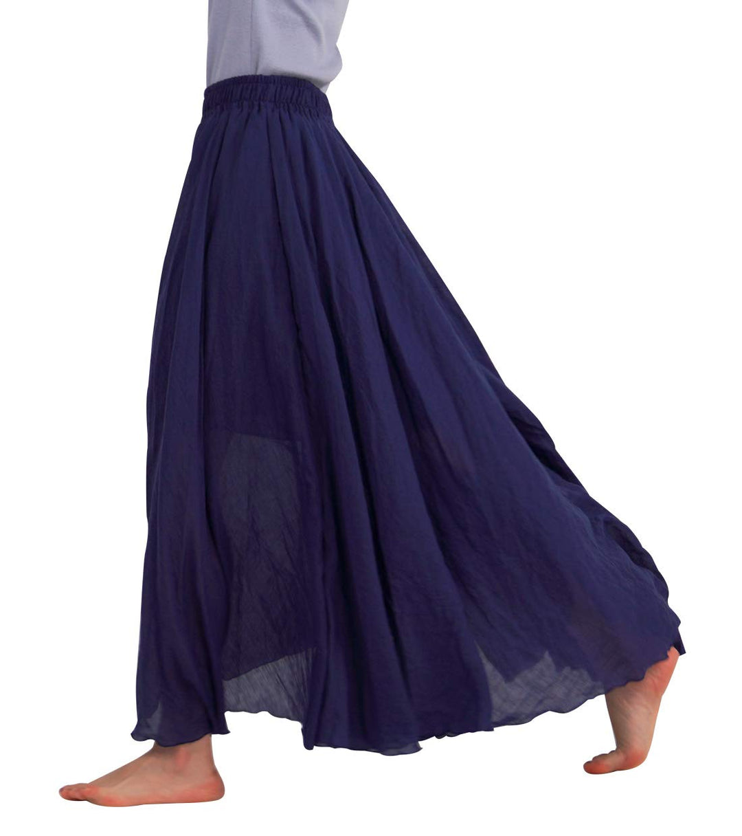 FEOYA Baumwolle Leinen Maxirock Boho Sommer Rock Double Layer Elastische Taille Faltenrock Frauen Ei