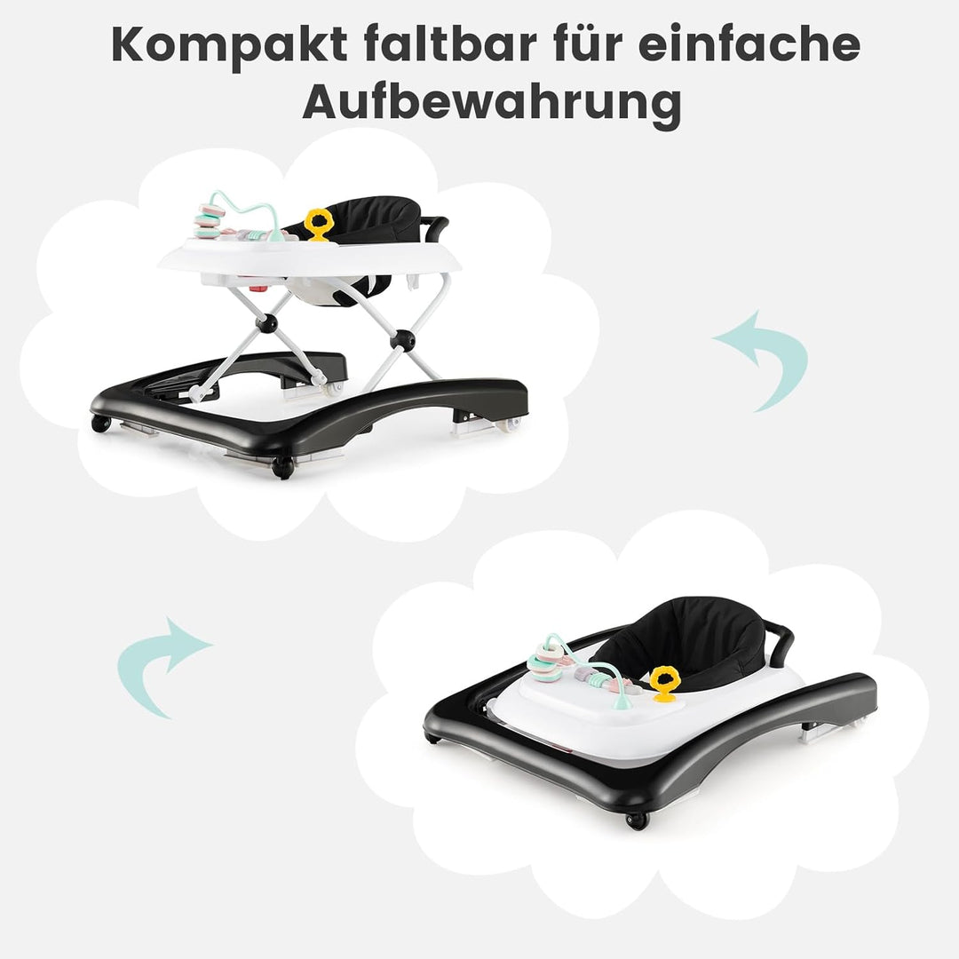 DREAMADE Baby Walker, Klappbare Lauflernhilfe mit 3 Verstellbaren Höhen, Abnehmbarer Spielplatte & S