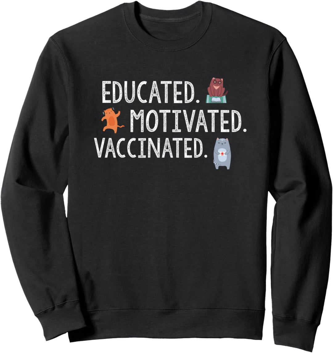 Vaccinated Vaccine Pro Vaccination Immunization Cute Cat Sweatshirt