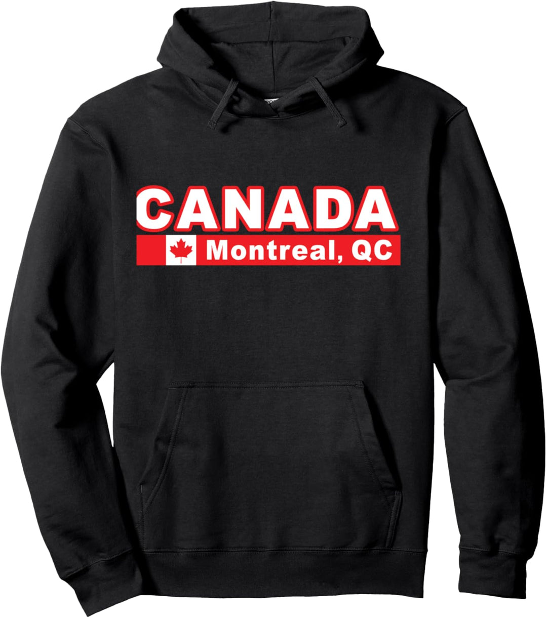 Canadian Flag and Quebec Provincial Capital City of Montreal Pullover Hoodie