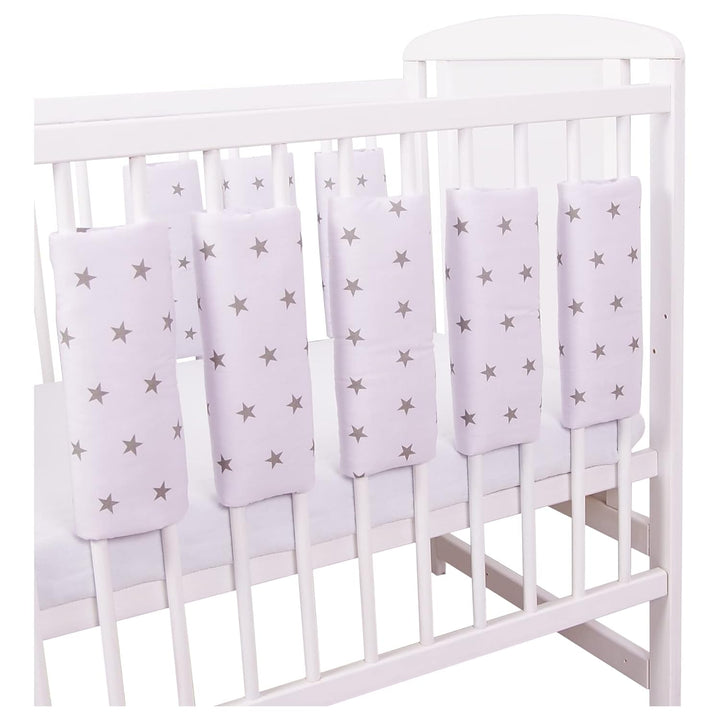 Universeller Babybett Gitterschutz mit Klettverschluss aus 100% Baumwolle 38x30cm (Graue Sterne, 9)