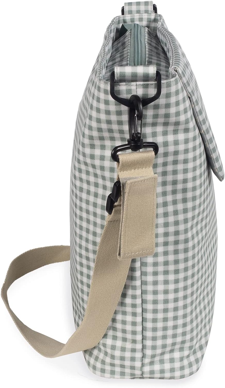 Walking Mum. I Love Vichy Wickeltasche für Kinderwagen, Schultertasche, Grün, 42 x 36 x 13 cm