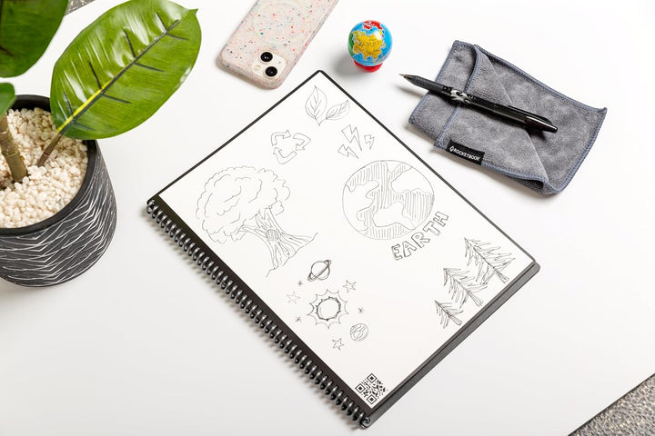Rocketbook Core Wiederverwendbares Spiralbuch - Letter A4, Schwarz, Punktraster, Inklusive Pilot Fri