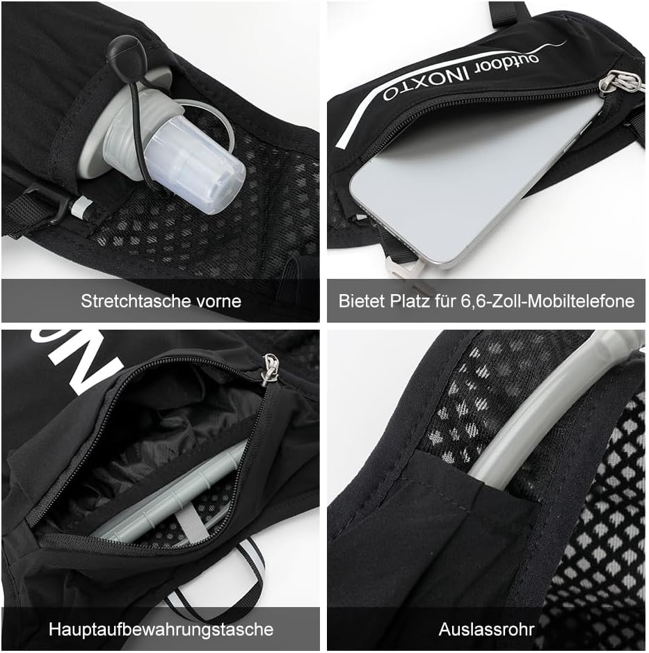 INOXTO Laufrucksack, 5L Leichter Trinkbeutel, geeignet für Outdoor-Wandern, Radwettbewerb, Bergsteig