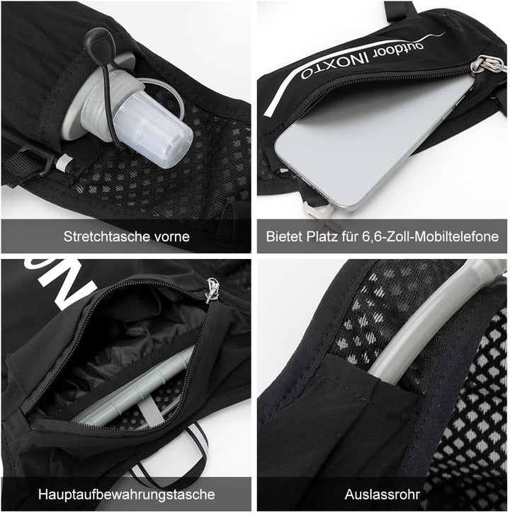 INOXTO Sport Wasserbeutel Weste Mit 1.5l Trinkblasen Running Weste Rucksack FüR Outdoor Wandern Trai