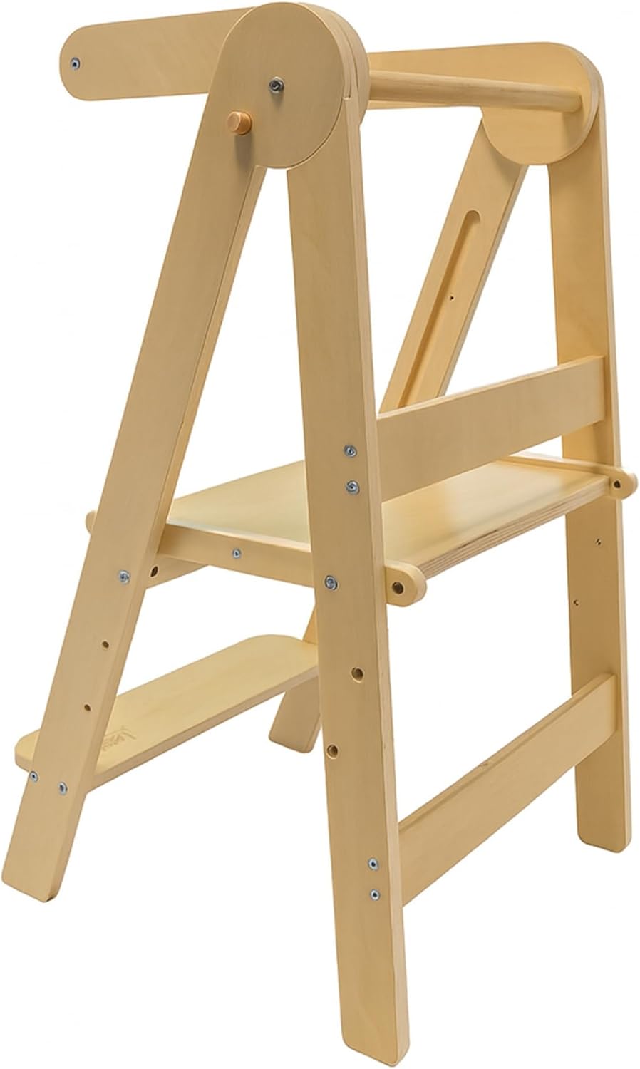 Lemodo Montessori Lernturm klappbar aus Birkenholz, 3-Fach höhenverstellbar, Natur lackiert, bis 50