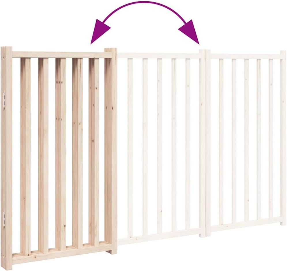 vidaXL 3-TLG. Hundetor Faltbar 150 cm Massivholz Tanne 150 cm Length Braun, 150 cm Length Braun