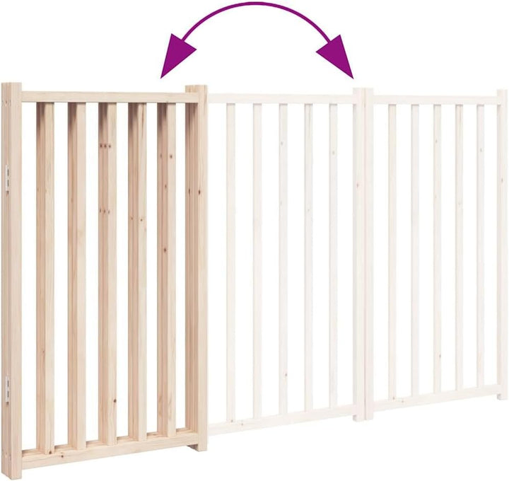 vidaXL 3-TLG. Hundetor Faltbar 150 cm Massivholz Tanne 150 cm Length Braun, 150 cm Length Braun