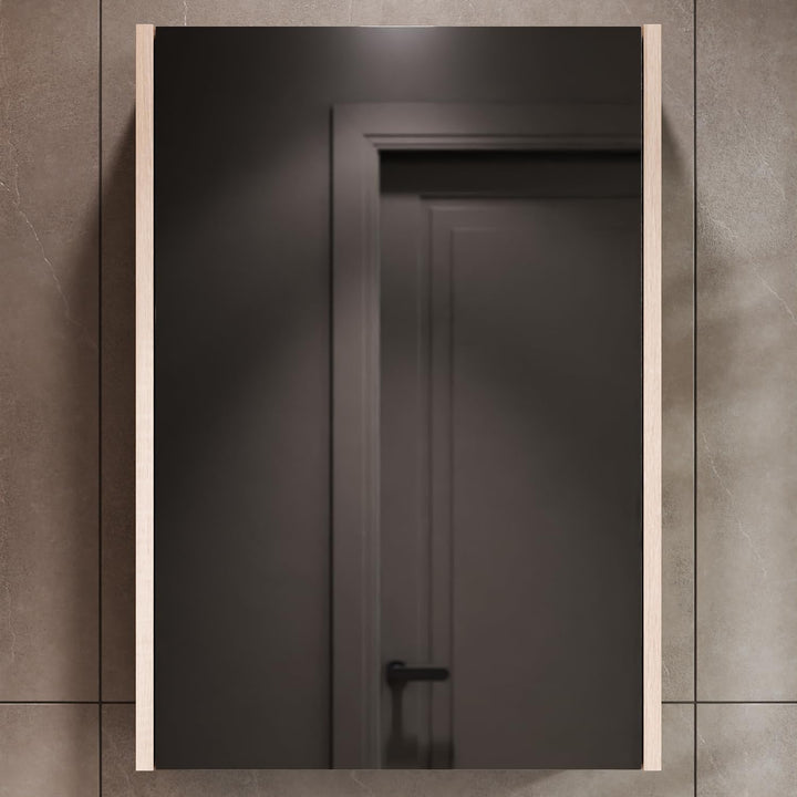 Planetmöbel Spiegelschrank in Sonoma Eiche Breite 50cm, Badspiegel Hängeschrank mit Softclose Schran