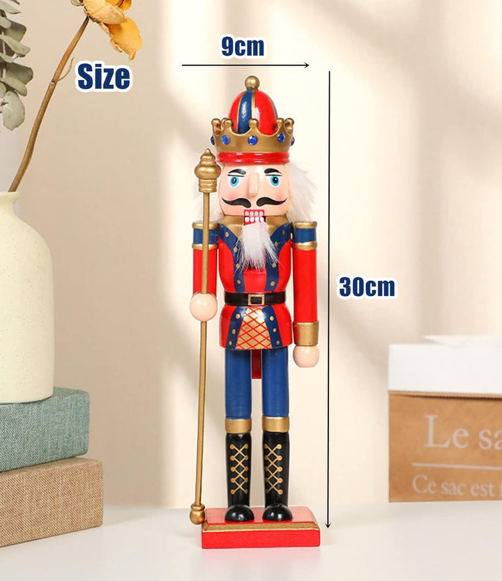 KAHEIGN 2Pcs Nussknacker Figuren Holz Nussknacker Soldaten, 30cm Traditionelle Weihnachten Nussknack