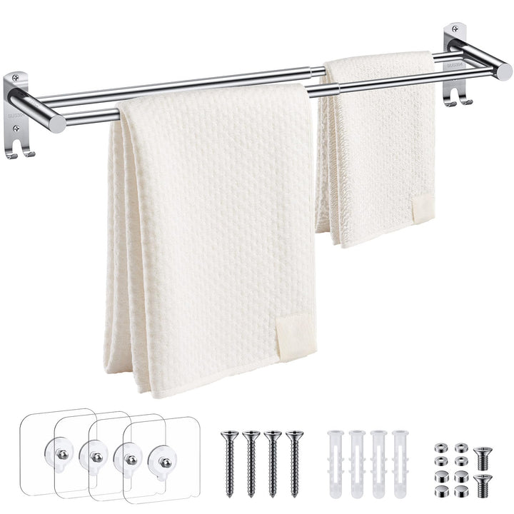 TANiCE 40-70cm Handtuchstange doppelt Bad einstellbar Edelstahl Selbstklebend Handtuchstange wandmon