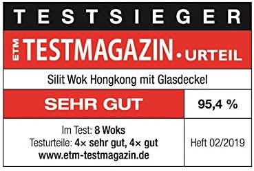 Silit Hongkong Wokpfanne Induktion 36 cm, mit Glasdeckel, Wok Edelstahl beschichtet, Keramikbeschich