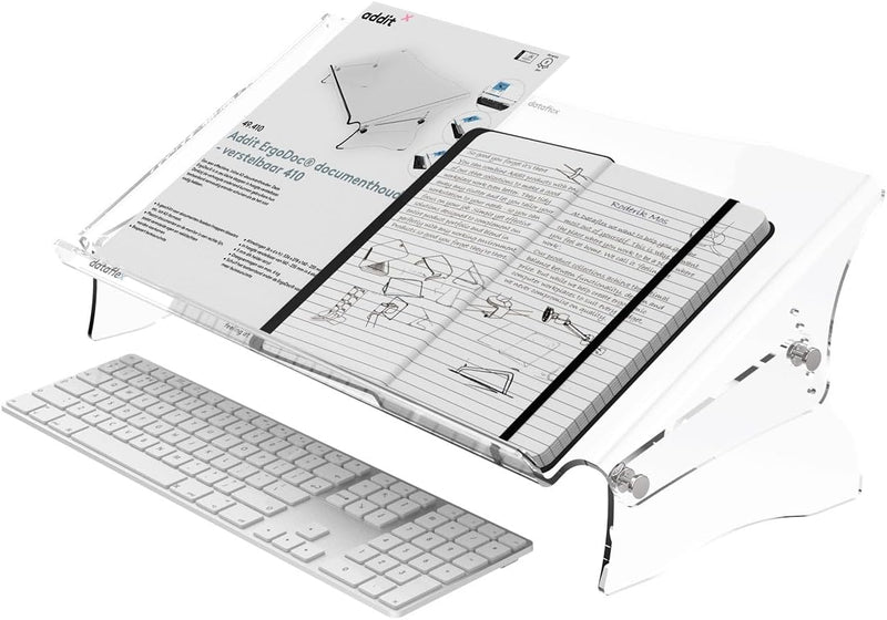 Dataflex 49.410 Addit ErgoDoc Dokumentenhalter, Höhenverstellbar von 160-235 mm in 6 Schritten, tran