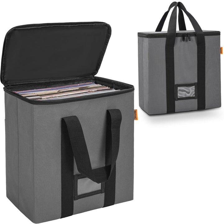 OUUTMEE Vinyl-Schallplatten-Aufbewahrungsbox mit Reissverschlüsse, Klappbare Plattenkoffer für LP-Sc