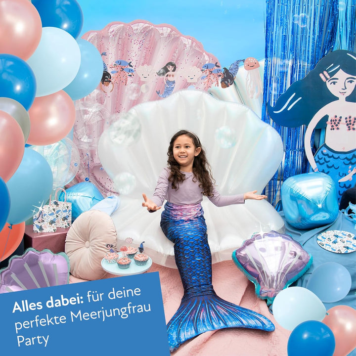 PARTY PARTY 107 Teile glitzerndes Meerjungfrau PARTYGESCHIRR + GESCHENKTÜTEN + CUPCAKE TOPPER + GIRL
