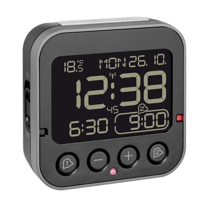TFA Dostmann 60.2552.01 Bingo 2.0 digitaler Funk-Wecker mit Temperaturanzeige und Negativ-Display (S
