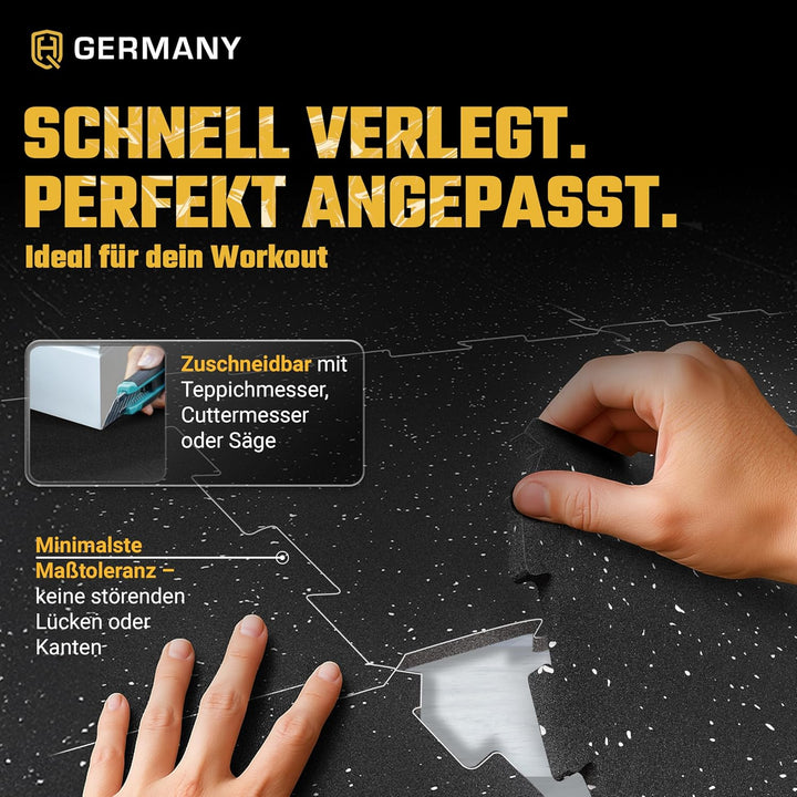 HQ Germany® Bodenschutzmatte Fitness - Premium Gym Boden | Made in EU | Matten Fitnessraum in Studio