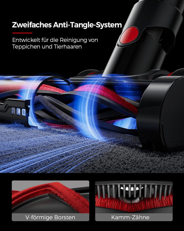 VACTechPro 55KPa/600W Akku Staubsauger Kabellos, 70Min Laufzeit, Akkustaubsauger mit 1,6-Liter-Staub