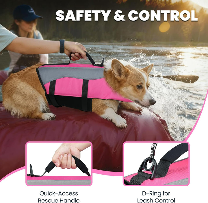 VIVAGLORY Front Float Schwimmweste Hund, Hundeschwimmweste für Bootfahren, Schwimmweste with Kopfstü