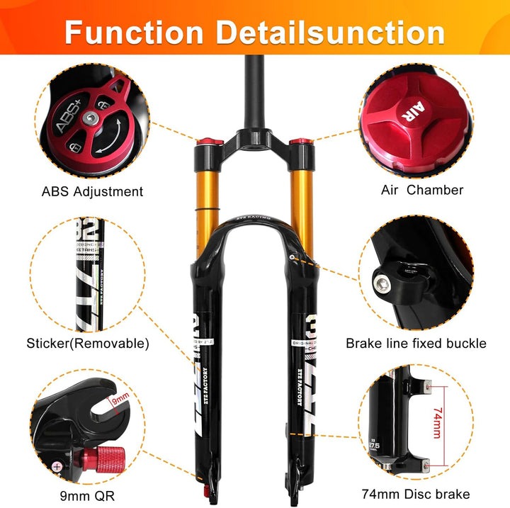 ZTZ Magnesiumlegierung Mountain Front Gabel Luftdruck Stossdämpfer Gabel Fahrrad Zubehör Lockout 29,