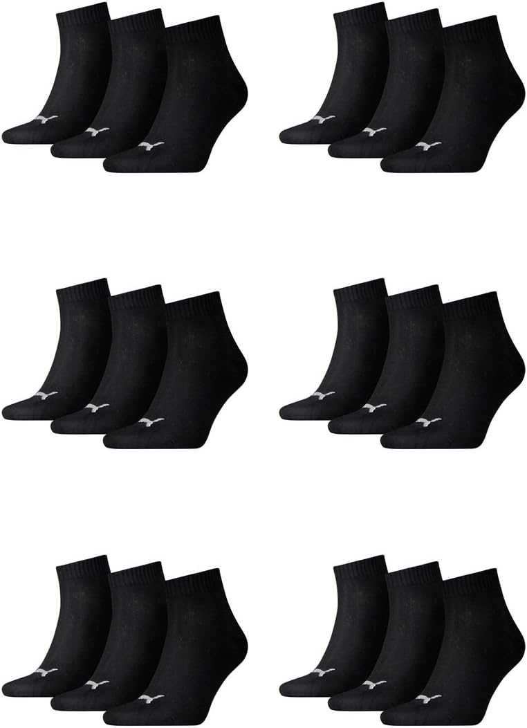 PUMA 18 Paar Unisex Quarter Socken Sneaker Gr. 35-49 für Damen Herren Füsslinge 18 Paar - 35/38 200