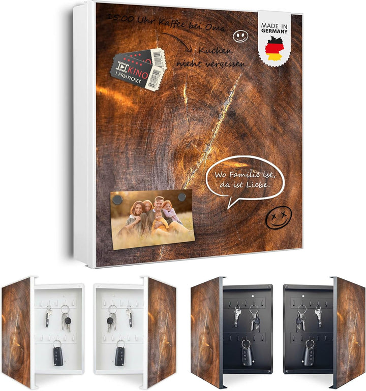 banjado Grosser Schlüsselkasten Glas - Schlüsselbox 30x30cm mit 50 Haken - Schlüsselkasten modern fü