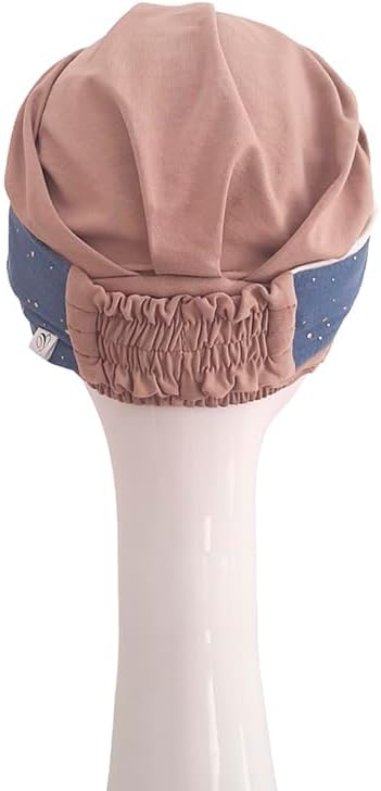 CAREBELL Elegance Denim Palms Turban-Mütze aus Bambus für Chemotherapie oder Alopezie