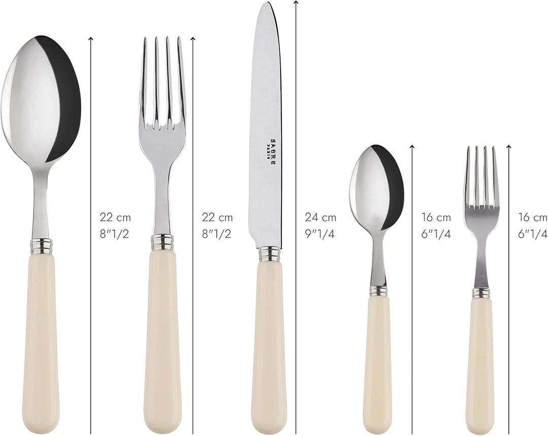 SABRE PARIS - Tafelbesteck-Set, 5-teilig - Pop - Messer, Gabel, Esslöffel, Teelöffel &amp; Kuchengabel -