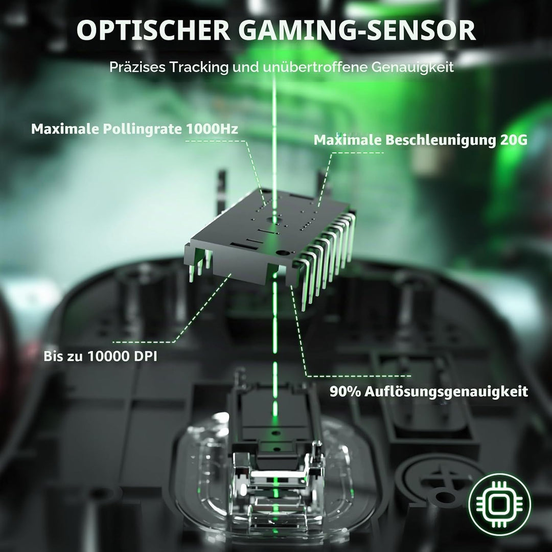 LexonElec HXSJ T700 Ultra-Light Wireless Gaming Mouse, Ergonomischer Formfaktor für Rechtshänder, BT
