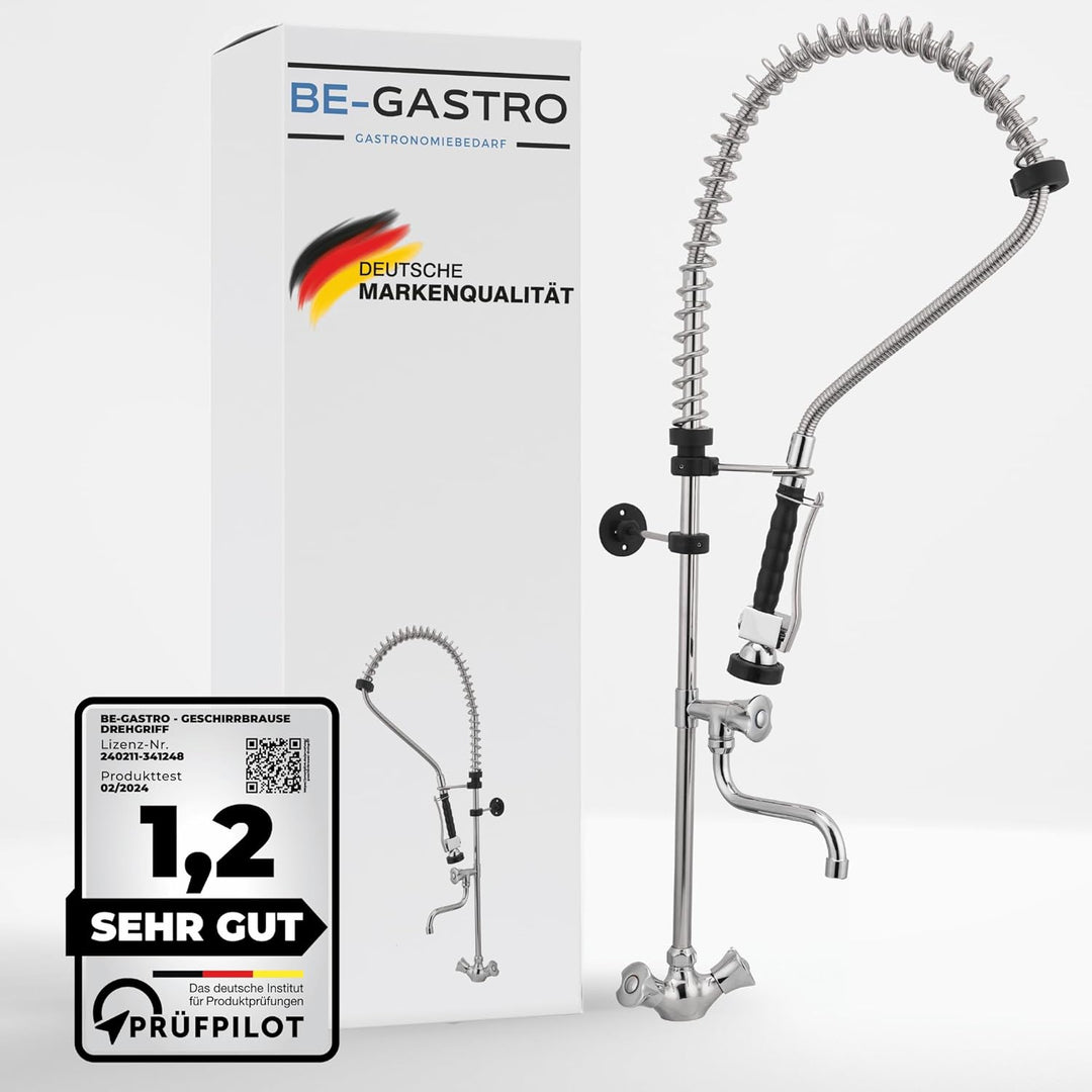 BE-GASTRO I Profi Gastro Geschirrbrause Einloch "Premium" Drehgriff inkl. Wasserhahn, Mischbatterie