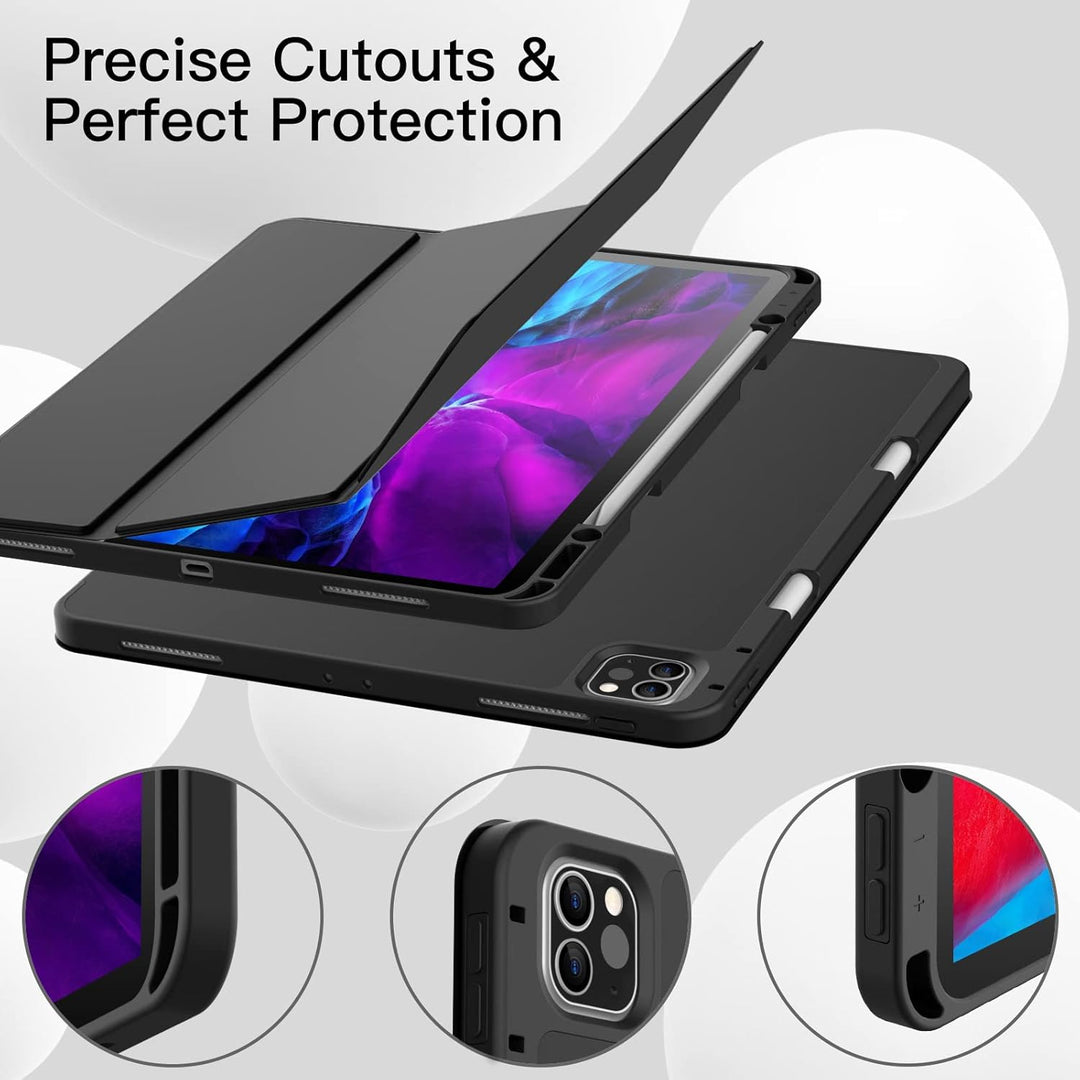 JETech Hülle für iPad Pro 12,9 Zoll (Modell 2020/2018, 4./3. Generation) mit Stifthalter, Pencil Auf