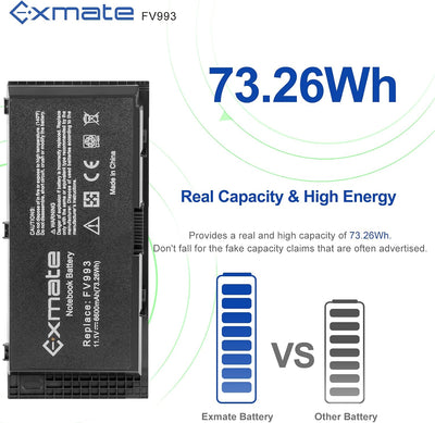 Exmate 6600mAh 73.26Wh FV993 FJJ4W R7PND X57F1 T3NT1 Laptop-Akku für Dell Precision M4600 M4700 M480