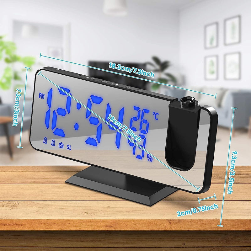 TAKRINK Wecker Digital Radiowecker mit 4 Stufen Bildschirmhelligkeit Projektionswecker mit Temperatu