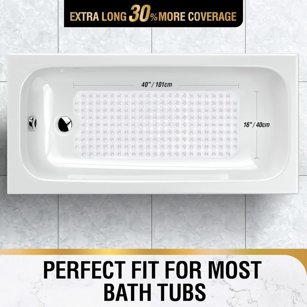 HITSLAM Badewannenmatte rutschfest, 101 x 40cm Extra Lange Antirutschmatte Badewanne, Transparent, 2