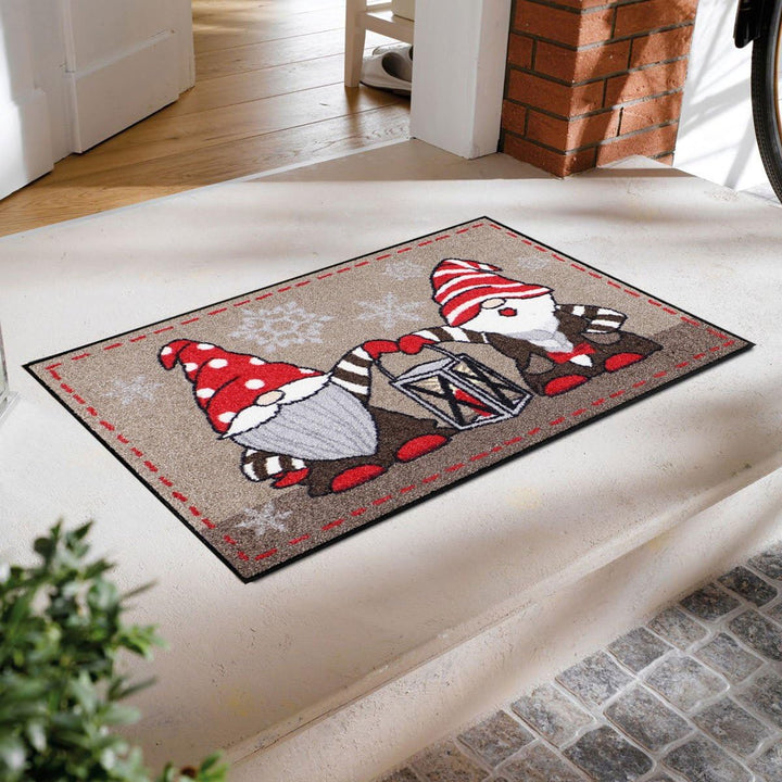Salonloewe waschbare Fussmatte Wichtel mit Laterne 50x75 cm Schmutzfangmatte innen + aussen lustiger