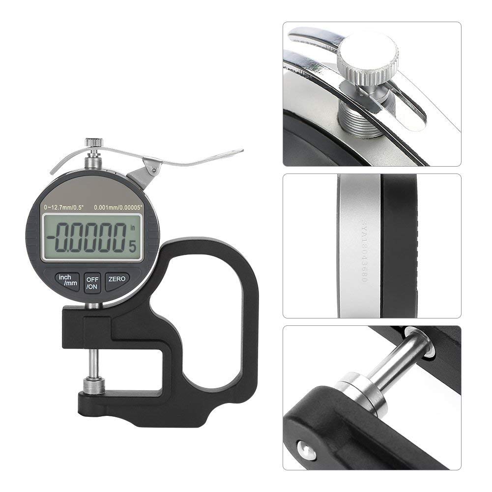 Digitalanzeige Papier Leder Stoffstärke Messgerät Messwerkzeugbereich 0-12,7 mm 0,001 mm