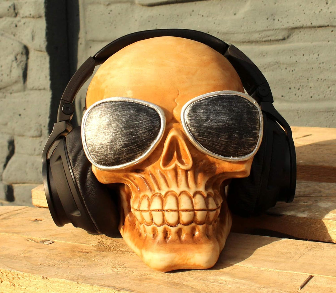 White Label Crazy Heads Cool Skull Totenkopf mit Sonnenbrille Kopfhörerständer Headset Halter Stände